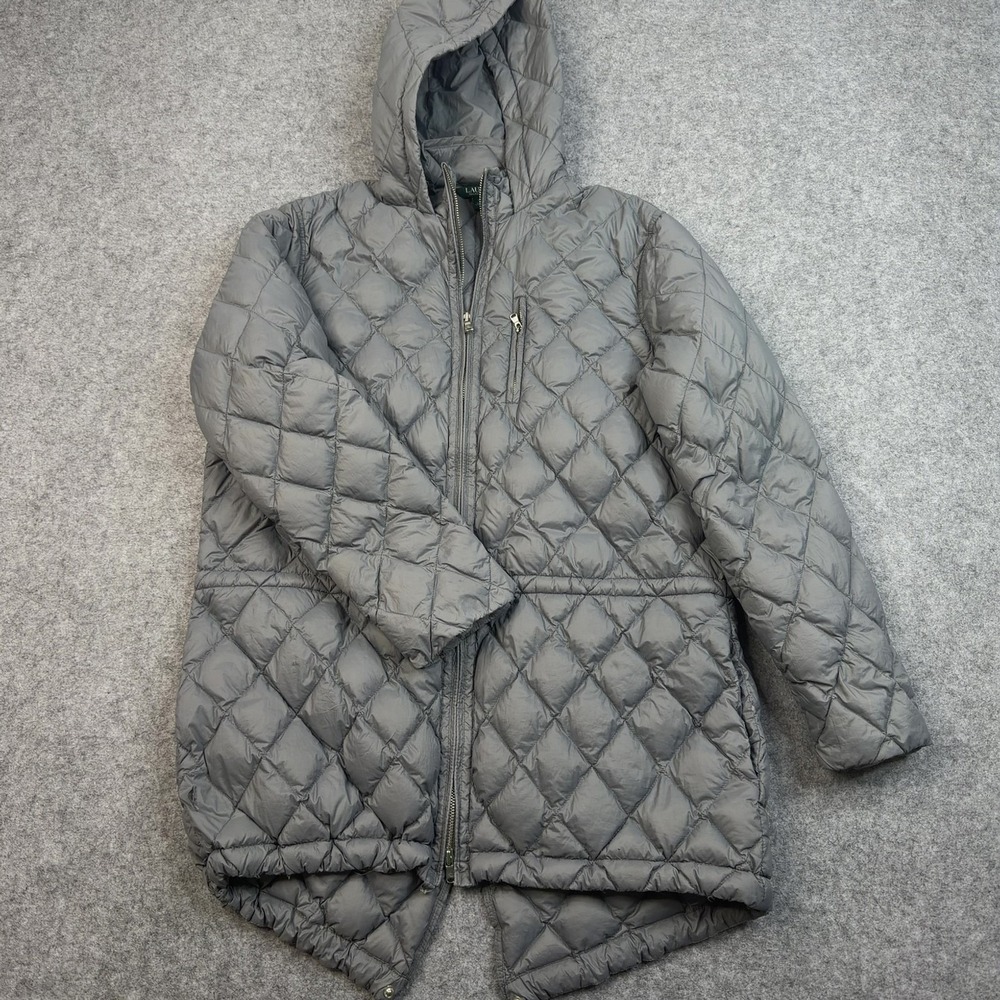 Lauren Ralph Lauren Women Quilted Puffer Jacket Gray L